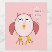 Schattige Roze Baby Meisje Uil Wijnfles Labels Wijn Etiket (Enkel label)