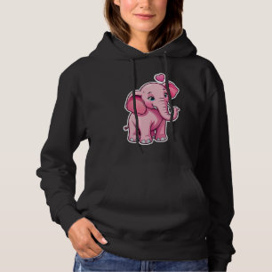 Schattige roze Baby olifant met liefde Hoodie