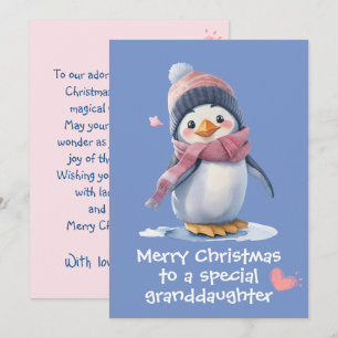 Schattige Roze Baby Penguin Kerstmis voor Kids Vak Kaart