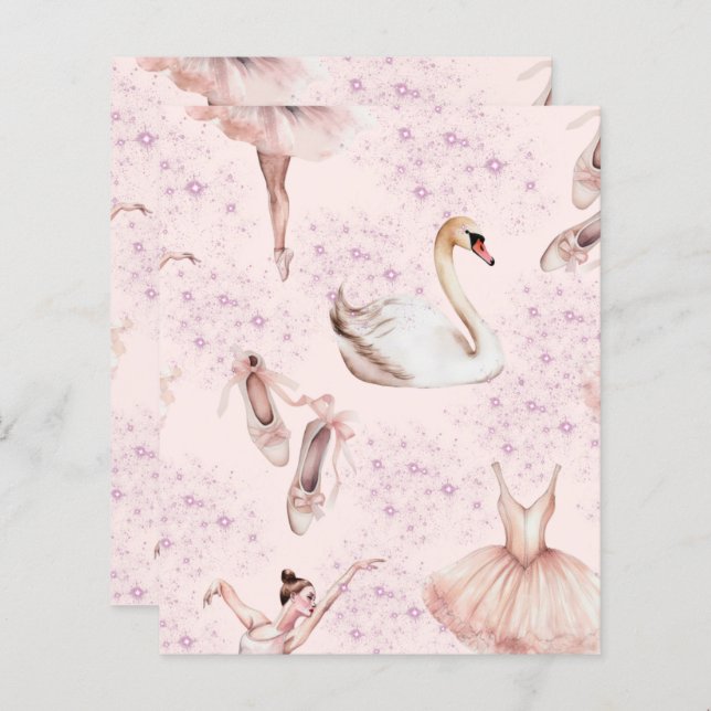 Schattige roze ballerina dans scrapbook papier (Voorkant / Achterkant)