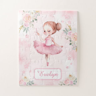 Schattige roze ballerina verjaardagsmeisje cadeau legpuzzel