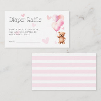 Schattige Roze Beren Baby showers luier Raffle Enc Informatiekaartje
