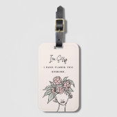 Schattige Roze Bezig met Mijn Planten Bloemenportr Bagagelabel (Voorkant (verticaal))