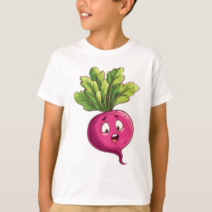 Schattige Roze Bietencartoon met Grappige Uitdrukk T-shirt