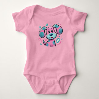 Schattige Roze Blauwe Hond baby Bodysuit