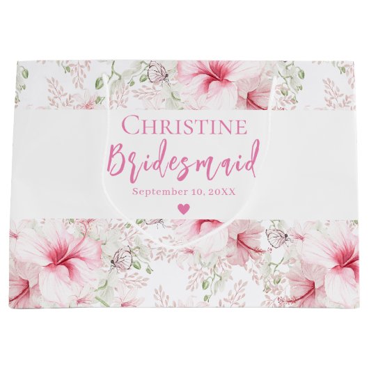 Schattige Roze Bloem Bruidsmeisje Groot Cadeauzakje (Voorkant)