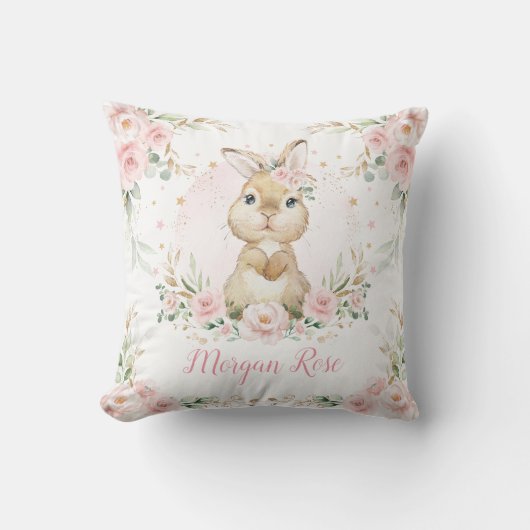Schattige roze bloemenkonijn konijn baby meisje ki kussen (Voorkant)