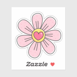 Schattige roze bloemetje met hart sticker