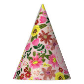 Schattige roze bloemig één jaar meisje verjaardag feesthoedjes (Links)