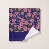 Schattige roze bloemmotief Monogram Bad Handdoek (Wasdoekje)