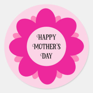 Schattige roze bloemontwerp Happy Moederdag Ronde Sticker