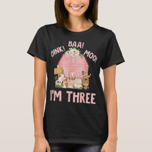 Schattige Roze Boerderij Barnyard 3e Verjaardag Ou T-shirt