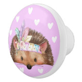 Schattige roze boho chique egel keramische knop (Rechts)