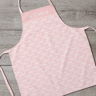 Schattige roze boog aangepaste naam all-over print schort
