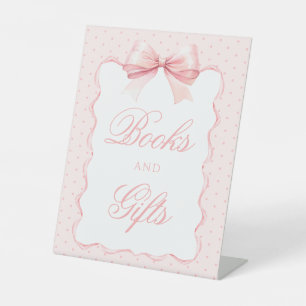 Schattige roze boog baby shower Boeken en geschenk Reclamebord Met Voetstuk