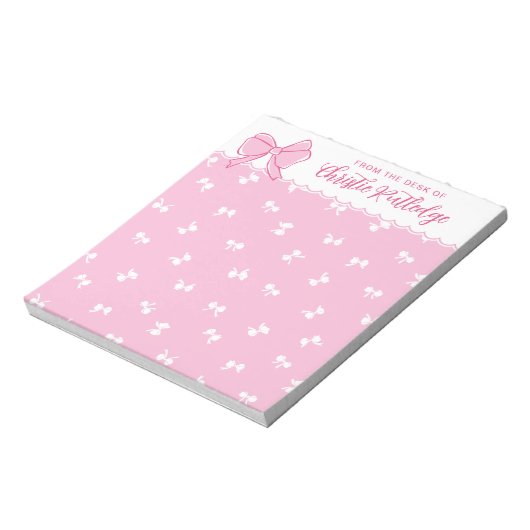 Schattige Roze Boog Patroon Van Het Bureaublad Van Notitieblok (Gedraaid)