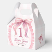 Schattige Roze Bow Coquette 1e Verjaardag Bedankdoosjes (Voorkant)