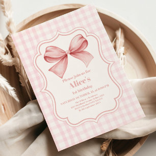 Schattige Roze Bow Coquette 1e Verjaardag Kaart