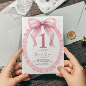 Schattige Roze Bow Coquette 1e Verjaardag Kaart