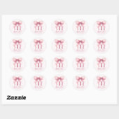 Schattige Roze Bow Coquette 1e Verjaardag Ronde Sticker (Vel)