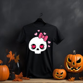 Schattige Roze Bow Skull T-shirt