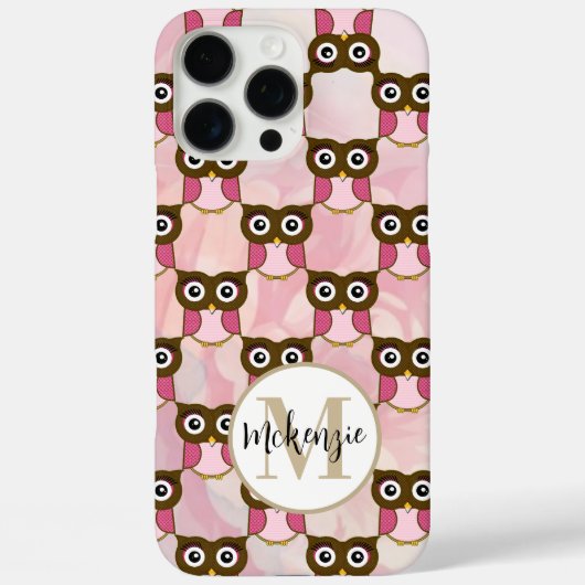 Schattige Roze & Bruin Uilenpatroon Kies Kleur Case-Mate iPhone Case (Achterkant)
