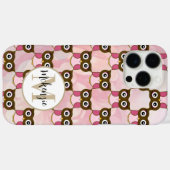 Schattige Roze & Bruin Uilenpatroon Kies Kleur Case-Mate iPhone Case (Achterkant (horizontaal))