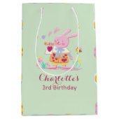 Schattige Roze Bunny Egg Pattern Kids Verjaardag G Medium Cadeauzakje (Voorkant)