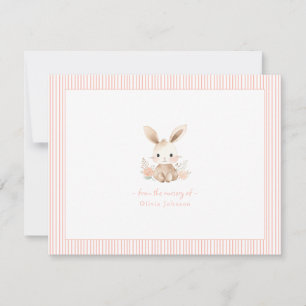 Schattige roze Bunny Konijn Baby meisje Baby showe Notitiekaartje