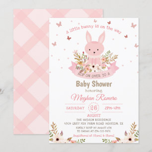 Schattige Roze Bunny met het Baby shower van de Bl Kaart