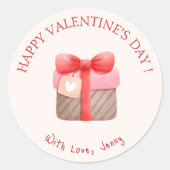 Schattige Roze Cadeau Gelukkige Valentijnsdag Ronde Sticker (Voorkant)