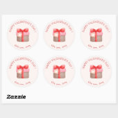Schattige Roze Cadeau Gelukkige Valentijnsdag Ronde Sticker (Vel)