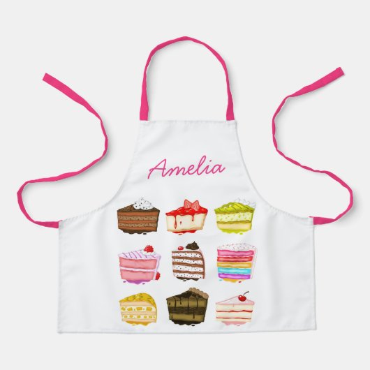 Schattige roze cakepatroon kinder schort (Voorkant)