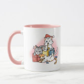 Schattige Roze Cartoon Kitten Kerst Mok (Links)