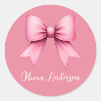 Schattige Roze Coquette Bow Esthetische girly Ronde Sticker