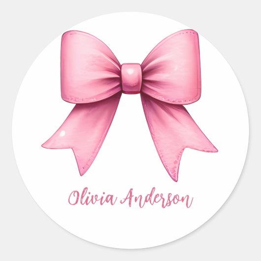 Schattige Roze Coquette Bow Esthetische girly Ronde Sticker (Voorkant)