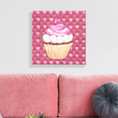 Schattige roze cupcake canvas afdrukken (Insitu (Woonkamer))