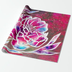 Schattige Roze Dahlia Meisje Bloemen Waterverf Cadeaupapier