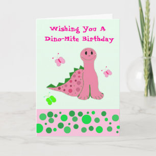 Schattige Roze Dinosaur Kaart