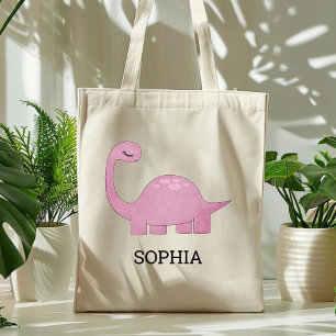 Schattige Roze Dinosaur Persoonlijke Kinderen Tote Bag