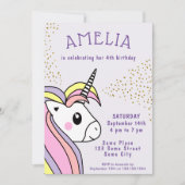 Schattige Roze Eenhoorn Girly Kids Verjaardag Kaart (Voorkant)