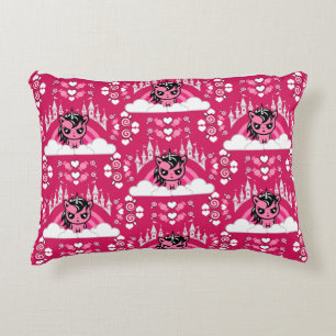 Schattige roze eenhoorn land en kasteel accent kussen