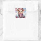 Schattige Roze Elf Feestelijke Kerst Vierkante Sticker (Tas)