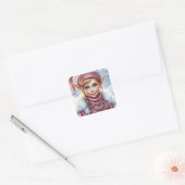 Schattige Roze Elf Feestelijke Kerst Vierkante Sticker (Envelop)