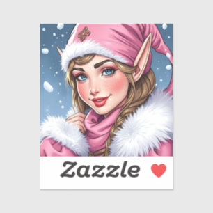 Schattige Roze Elf Kerstmis Sticker