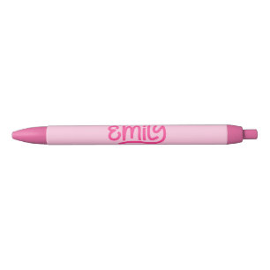Schattige Roze Emily Handgeschreven Typografie Zwarte Inkt Pen