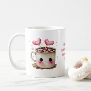 Schattige Roze en Cream Waterverf Hot Cacao Liefde Koffiemok