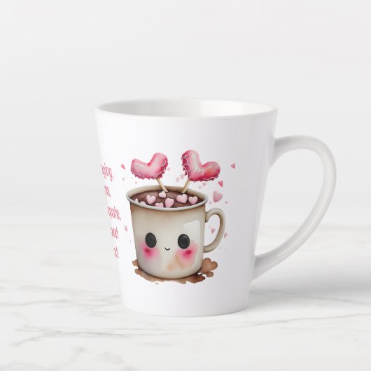 Schattige Roze en Cream Waterverf Hot Cacao Liefde Latte Mok (Rechts)