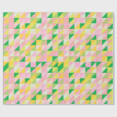 Schattige Roze en Groen Geometrisch Patroon Esthet Cadeaupapier (Vlak)