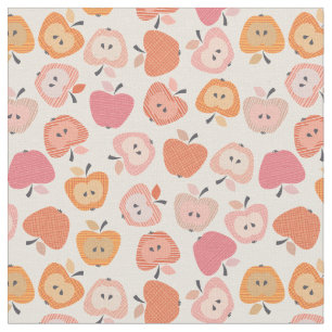 Schattige roze en oranje appelmotief stof